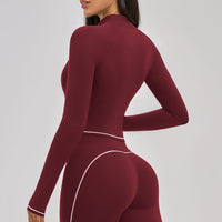 Contrast Stitch Full-Zip Cropped Active Jacket