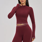 Contrast Stitch Full-Zip Cropped Active Jacket