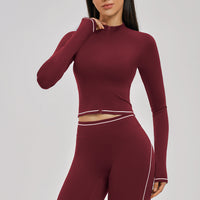 Contrast Stitch Full-Zip Cropped Active Jacket