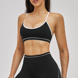 Contrast Stitch Cross-Back Sports Bra