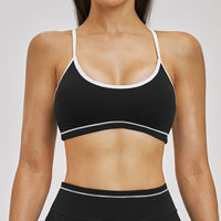 Contrast Stitch Cross-Back Sports Bra