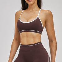 Contrast Stitch Cross-Back Sports Bra