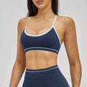 Contrast Stitch Cross-Back Sports Bra