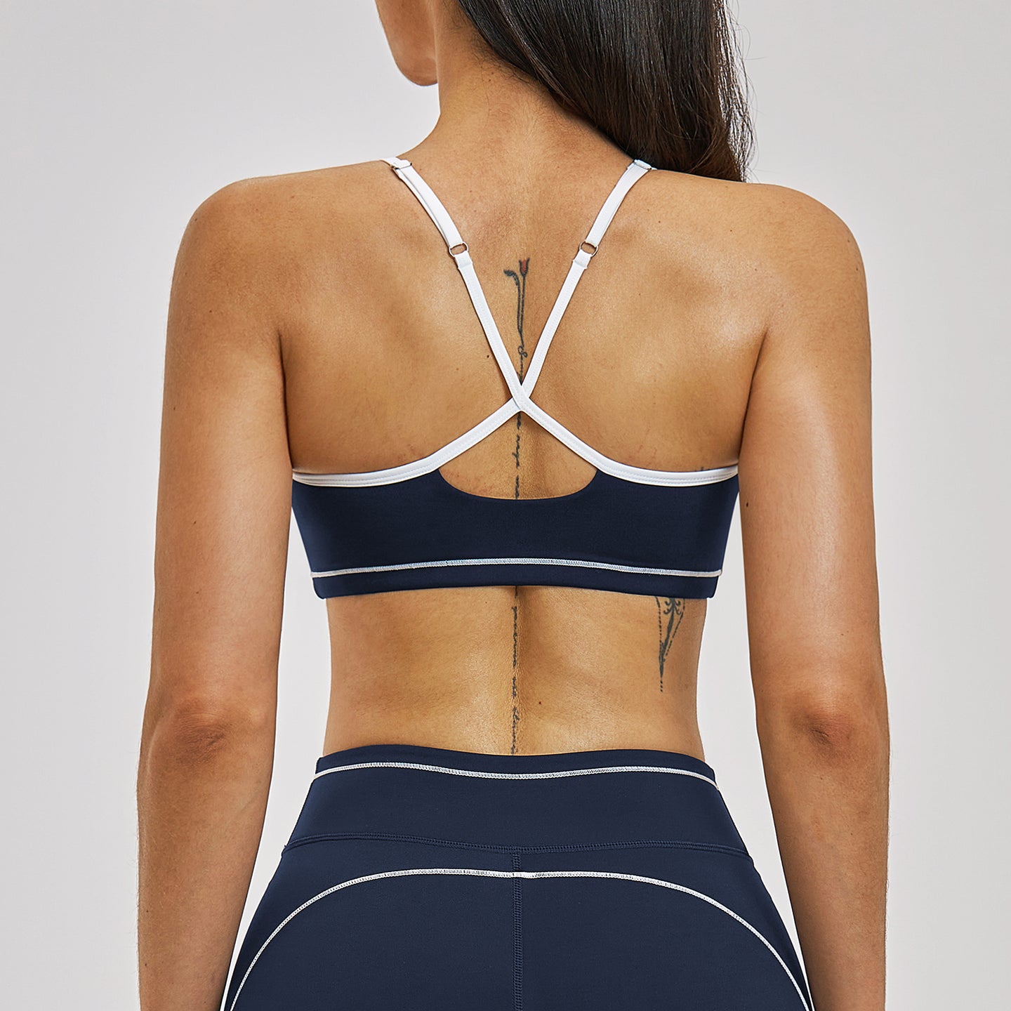 Contrast Stitch Cross-Back Sports Bra