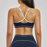 Contrast Stitch Cross-Back Sports Bra
