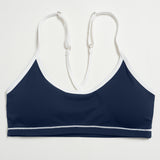 Contrast Stitch Cross-Back Sports Bra