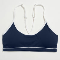 Contrast Stitch Cross-Back Sports Bra