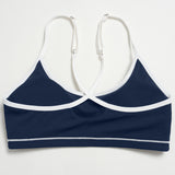 Contrast Stitch Cross-Back Sports Bra