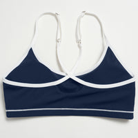 Contrast Stitch Cross-Back Sports Bra