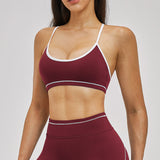 Contrast Stitch Cross-Back Sports Bra