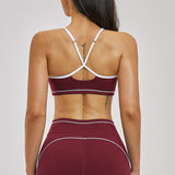 Contrast Stitch Cross-Back Sports Bra