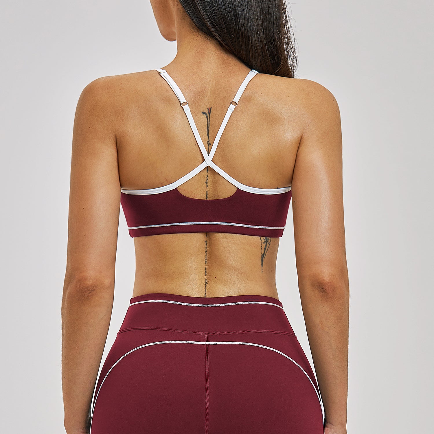 Contrast Stitch Cross-Back Sports Bra