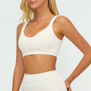 Contrast-Stitch U-Back Sports Bra