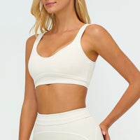 Contrast-Stitch U-Back Sports Bra