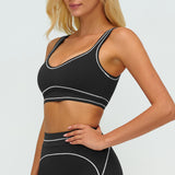Contrast-Stitch U-Back Sports Bra