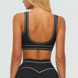 Contrast-Stitch U-Back Sports Bra