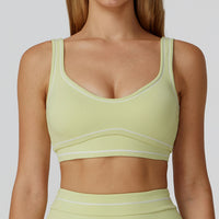 Contrast-Stitch U-Back Sports Bra