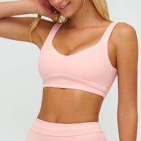 Contrast-Stitch U-Back Sports Bra