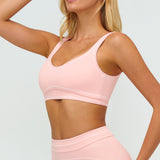 Contrast-Stitch U-Back Sports Bra