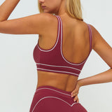 Contrast-Stitch U-Back Sports Bra