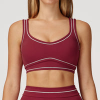 Contrast-Stitch U-Back Sports Bra