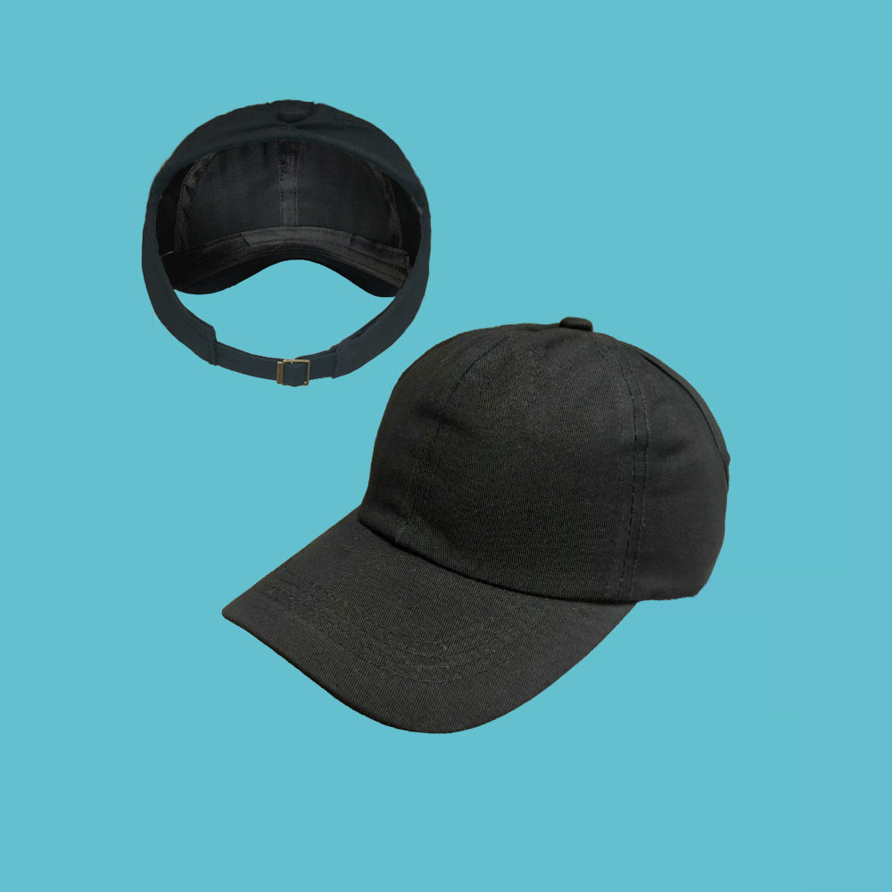 Cotton Half-Open Ponytail Sports Cap