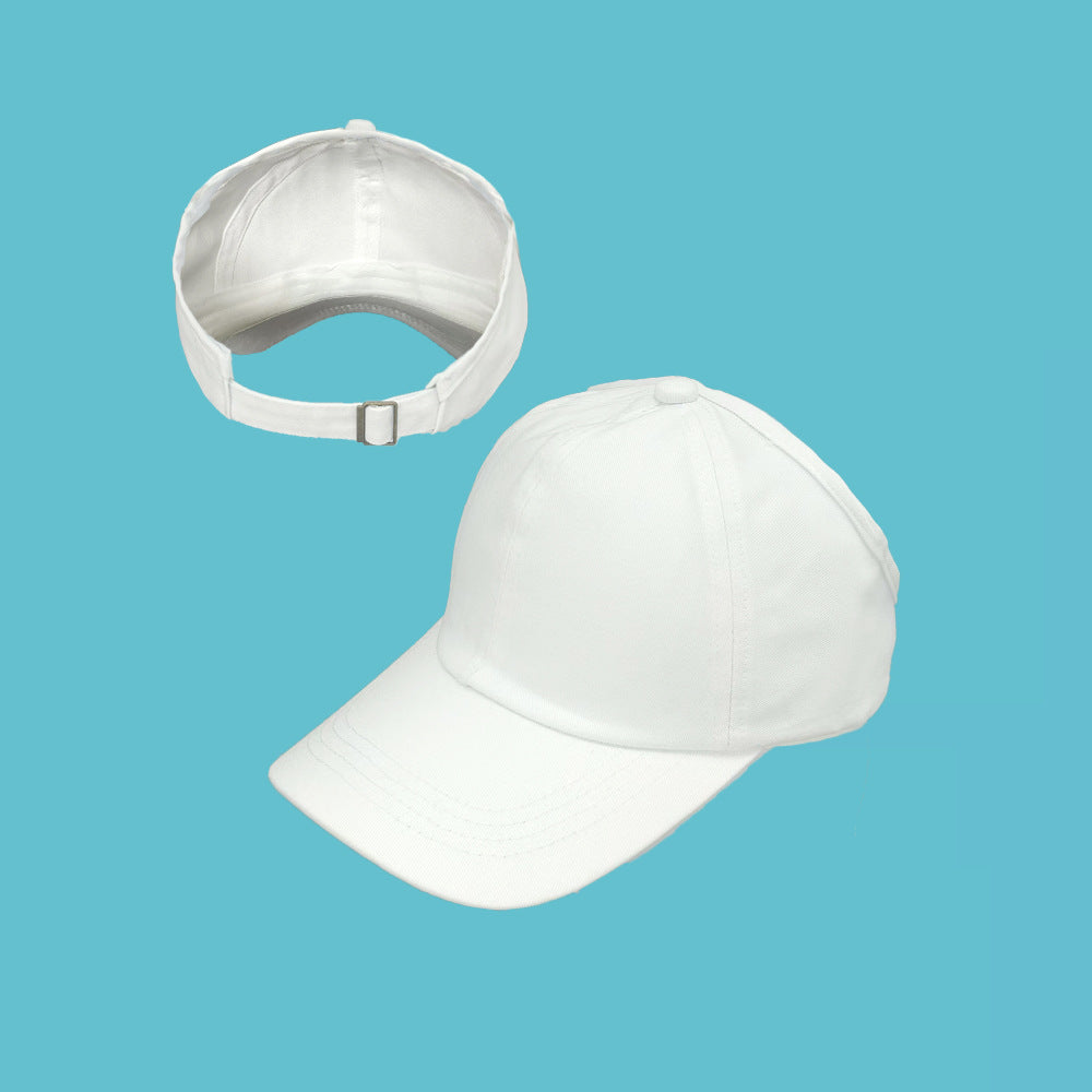 Cotton Half-Open Ponytail Sports Cap