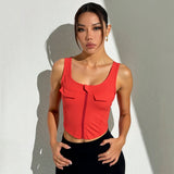 Cargo Style Cropped Sports Tank Top