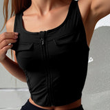 Cargo Style Cropped Sports Tank Top