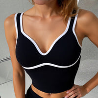 Color-Block Trim Sports Tank Top with Built-in Bra