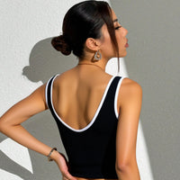 Color-Block Trim Sports Tank Top with Built-in Bra