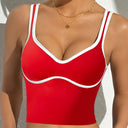 Color-Block Trim Sports Tank Top with Built-in Bra