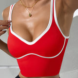 Color-Block Trim Sports Tank Top with Built-in Bra