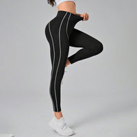 Contrast Stitching High-Waisted Workout Leggings