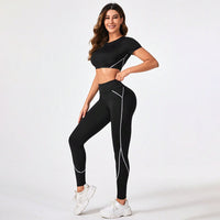 Contrast Stitching High-Waisted Workout Leggings