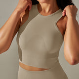 Cropped Sports Tank with Built-in Bra
