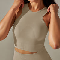 Cropped Sports Tank with Built-in Bra