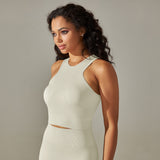 Cropped Sports Tank with Built-in Bra