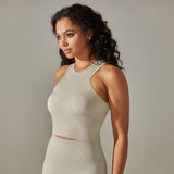 Cropped Sports Tank with Built-in Bra