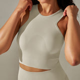 Cropped Sports Tank with Built-in Bra
