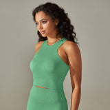 Cropped Sports Tank with Built-in Bra