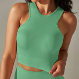 Cropped Sports Tank with Built-in Bra