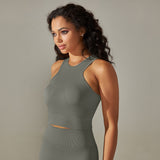 Cropped Sports Tank with Built-in Bra