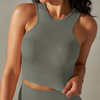 Cropped Sports Tank with Built-in Bra