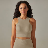 Cropped Sports Tank with Built-in Bra