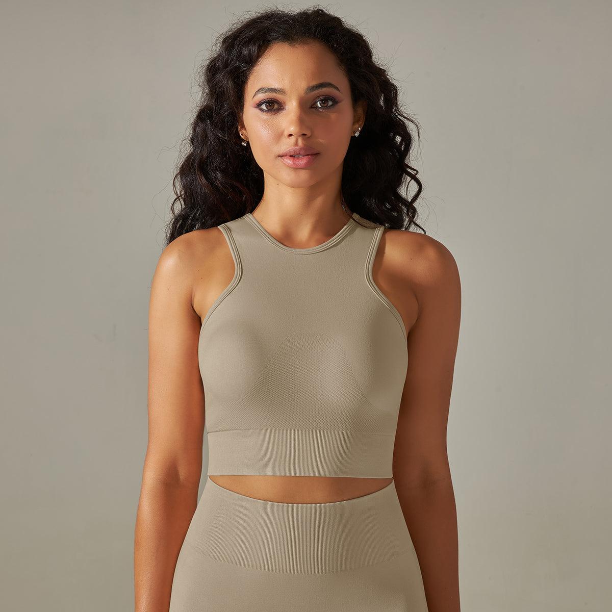 Cropped Sports Tank with Built-in Bra