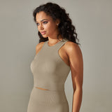 Cropped Sports Tank with Built-in Bra