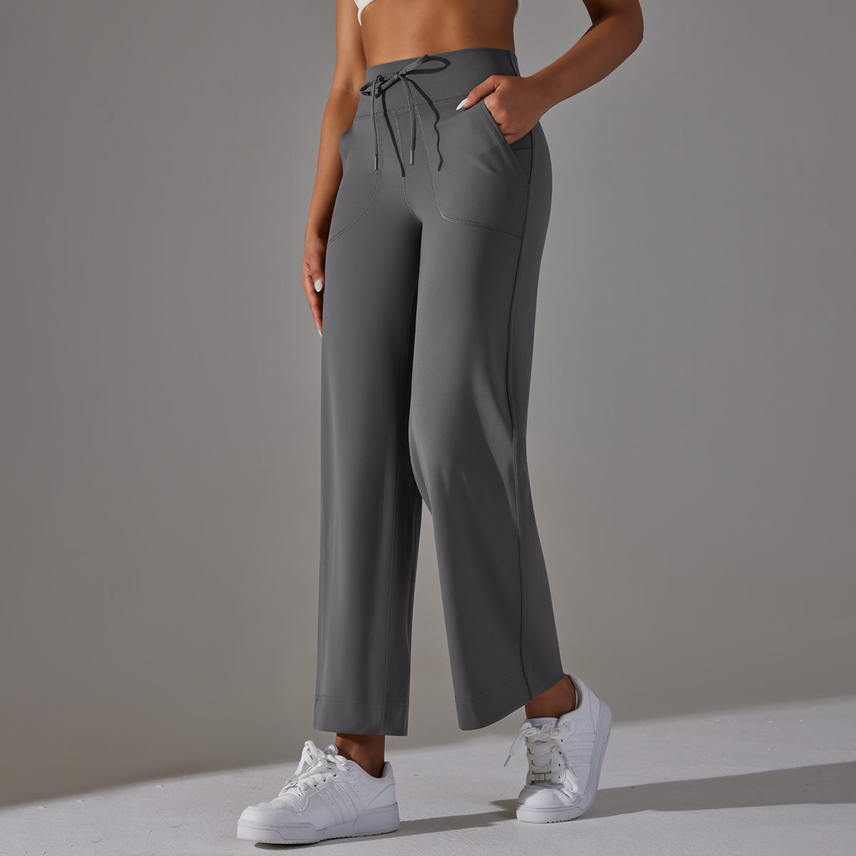 High-Waist Straight-Leg Sports Pants