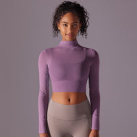 Mesh Long Sleeve Cropped Top with Built-in Bra