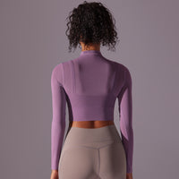 Mesh Long Sleeve Cropped Top with Built-in Bra